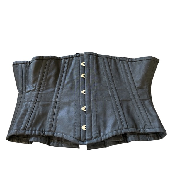 Alter Ego Clothing Steel Boned Corset Waist Trainer 30” Black Cotton Lace Up - Picture 4 of 5